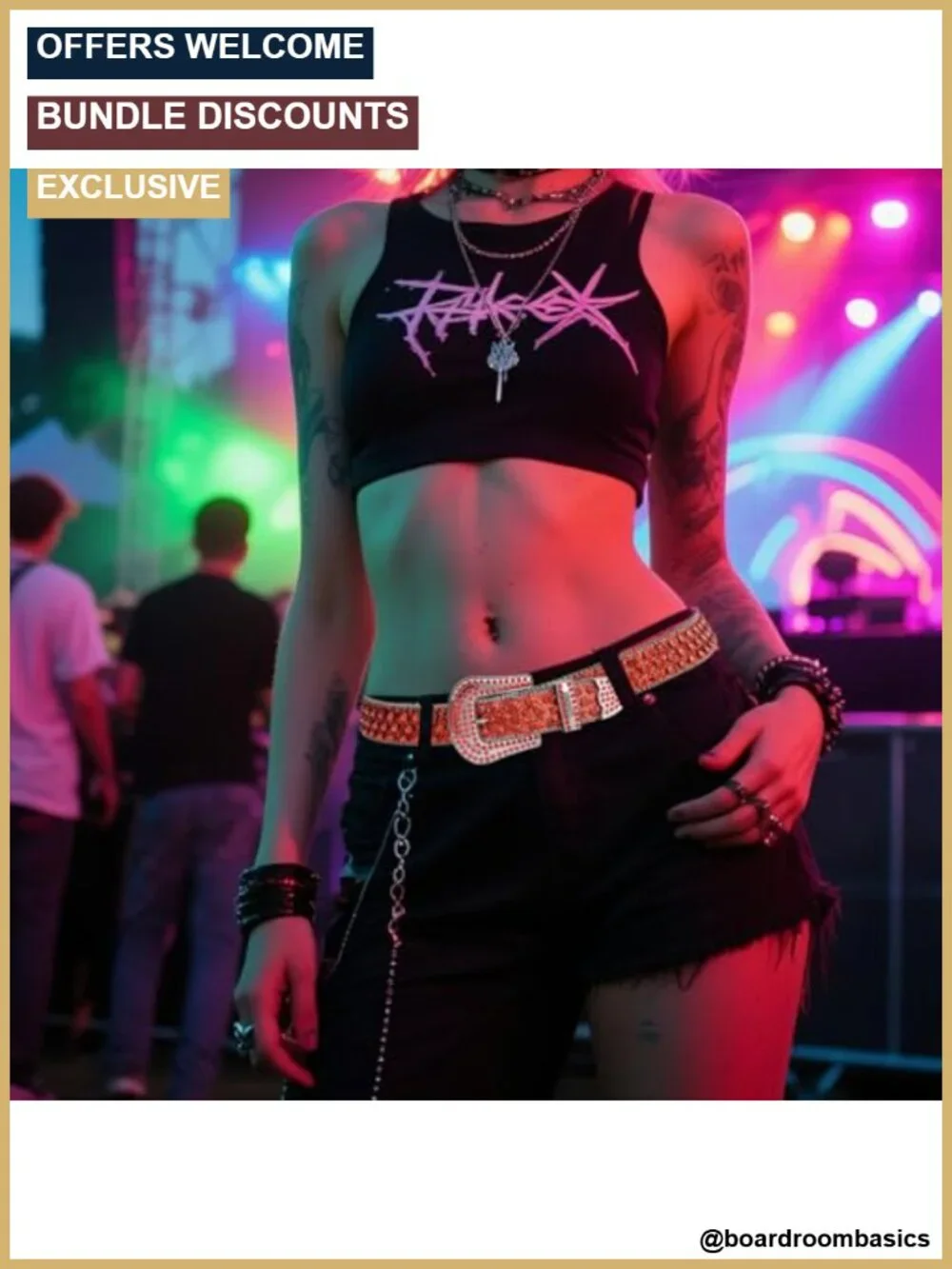 Rhinestone Crystal Studded PU Leather Cowboy Western Belt